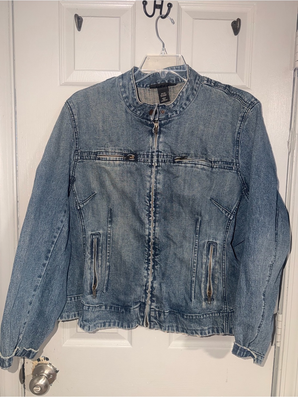 Women’s Blue Denim Zip-Front Jacket